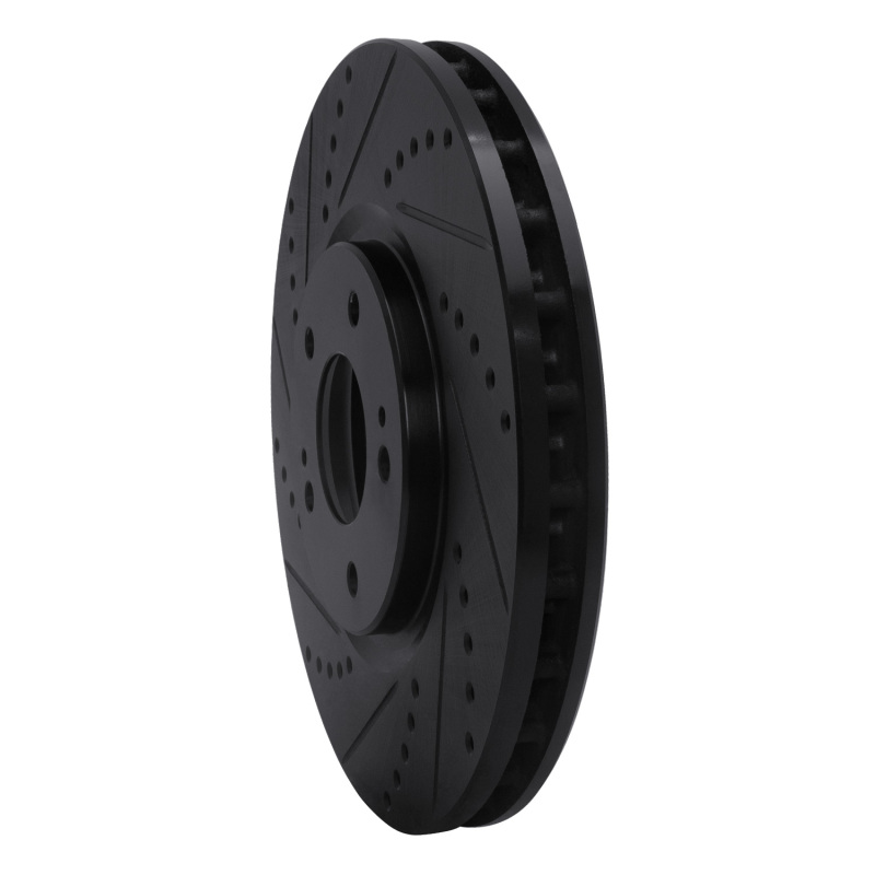 Mitsubishi Lancer Brake Rotor (1) - Front Left - R1 Concepts - Drilled & Slotted - Black - `03-`06